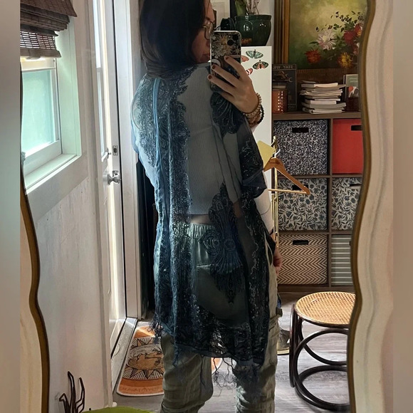 DAVID and YOUNG sheer blue cover up/ Shawl - Picture 2 of 10